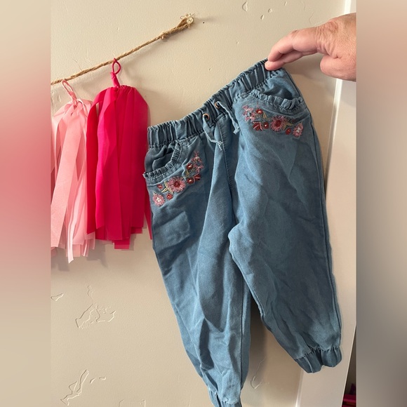 Pink Old Navy Cardigan, Cream Gap Shirt, (FREE Vince C Blue Embroidered Pants) - Picture 3 of 3